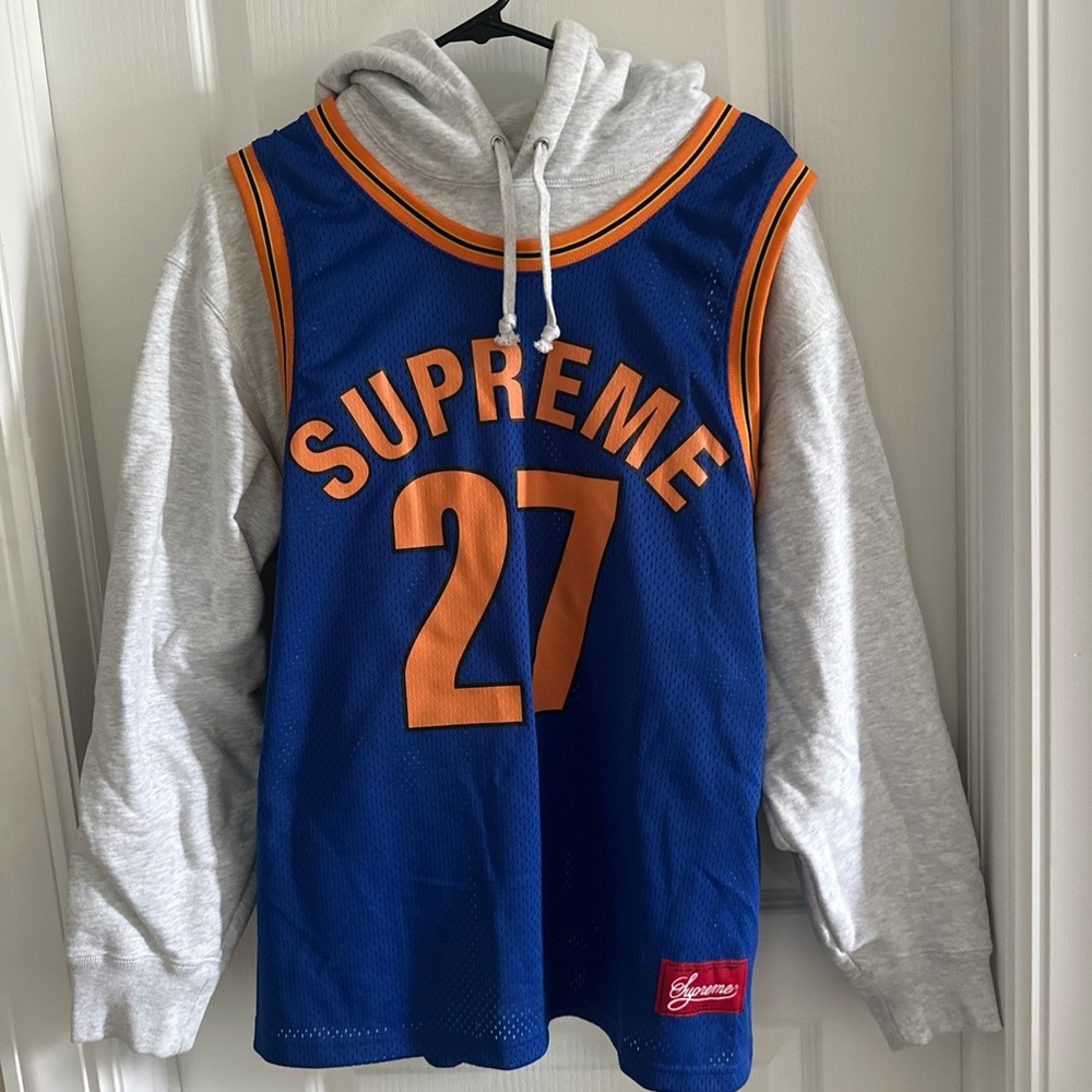 Supreme Blue and Orange Hoodie Jersey